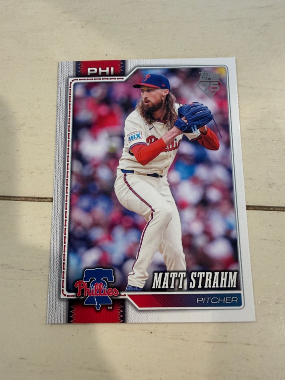 SERIES 1 TOPPS  Matt Strahm Phillies Card - White Red Blue